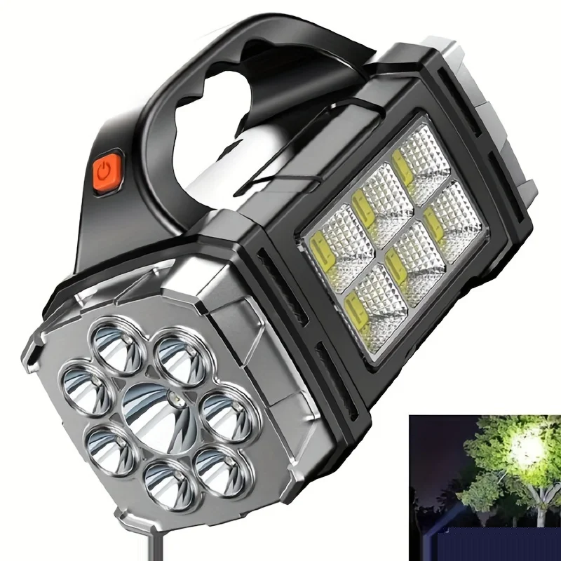 Powerful Led Flashlight Outdoor Portable Searchlight Solar+USB Rechargeable Power Bank Lamp Multifunction Waterproof Lantern