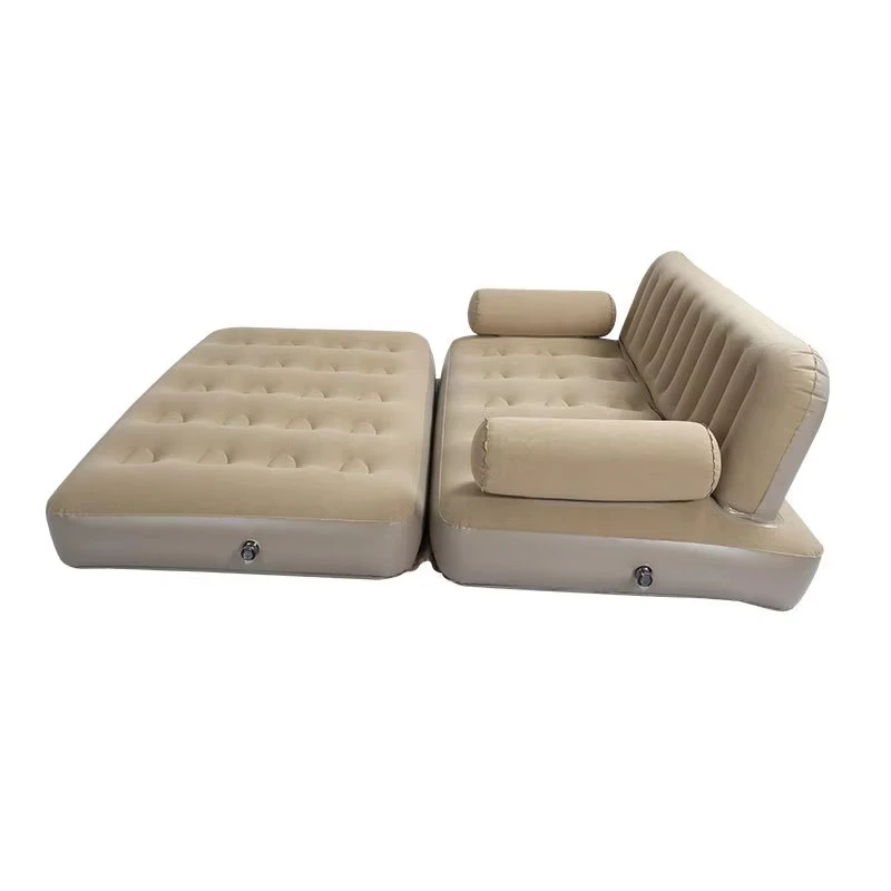 Outdoor camping folding inflatable sofa bed with raised backrest