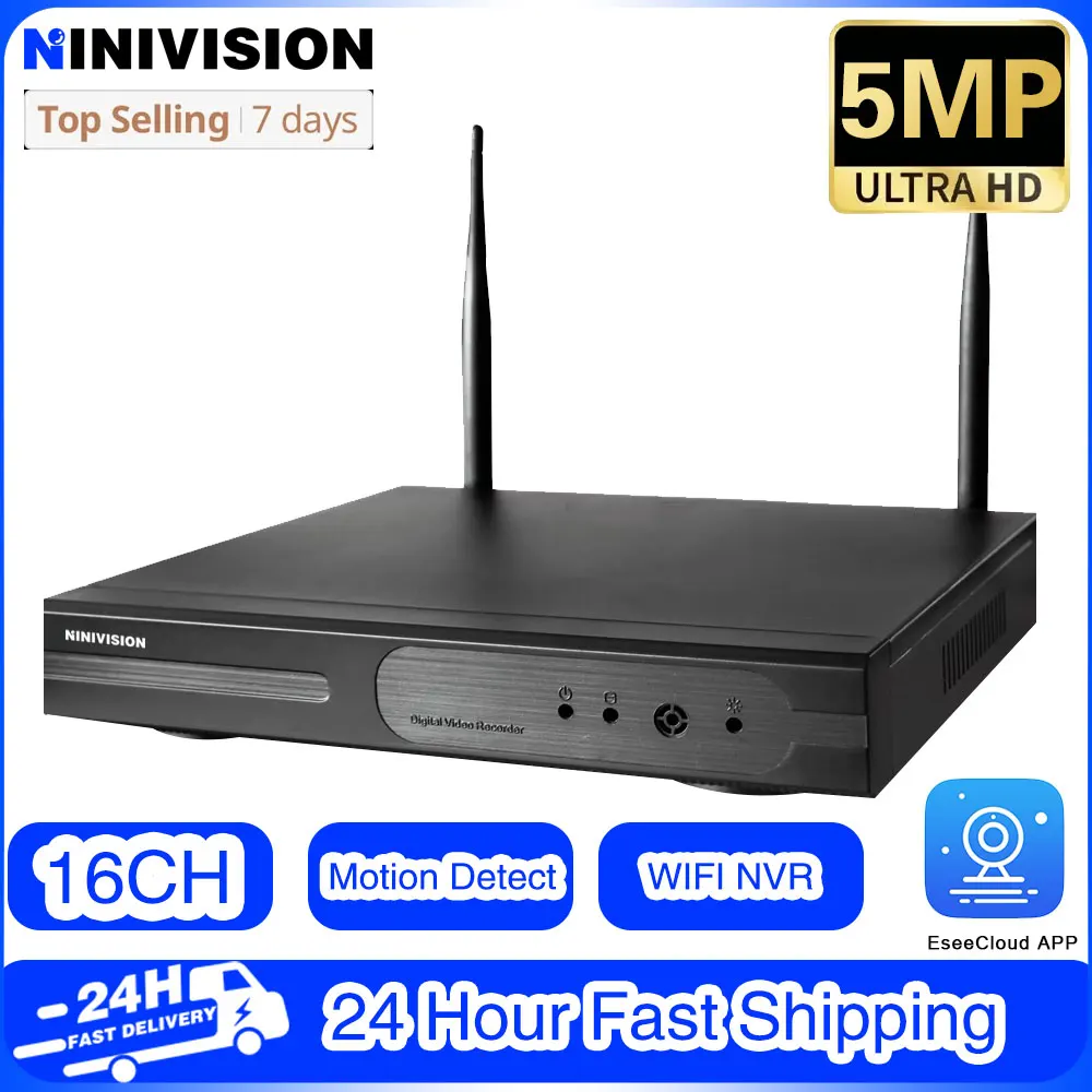 

10/16 Channel 16CH H.265 HD 5MP 3MP 1080P wireless video recorder, only suitable for EseeCloud IP Pro video surveillance system