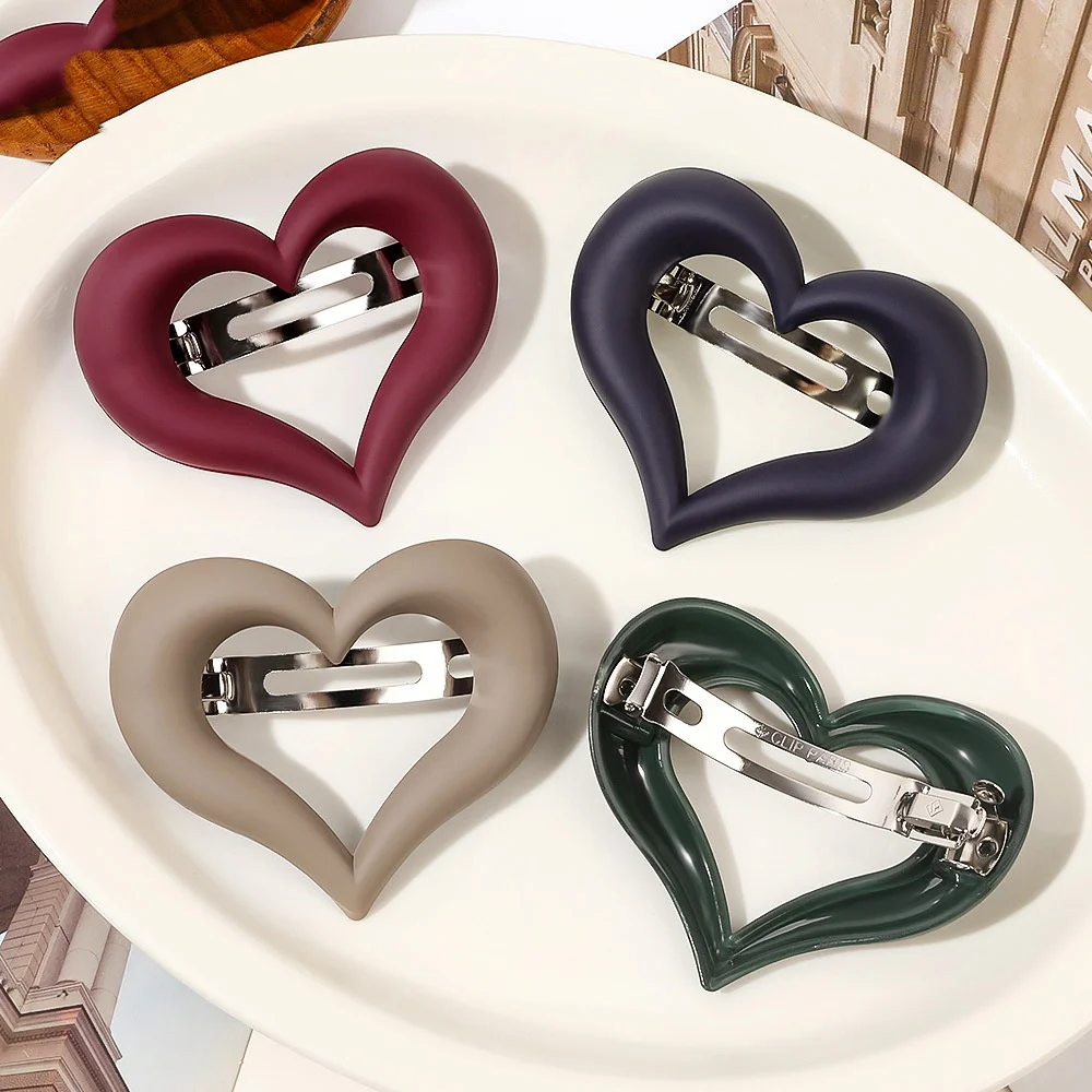 Solid Color Love Matte Spring Hairpins Hair Clip Barrettes For Women Hairgrips Vintage Girls Headband Ponytail Hair Accessories image 4