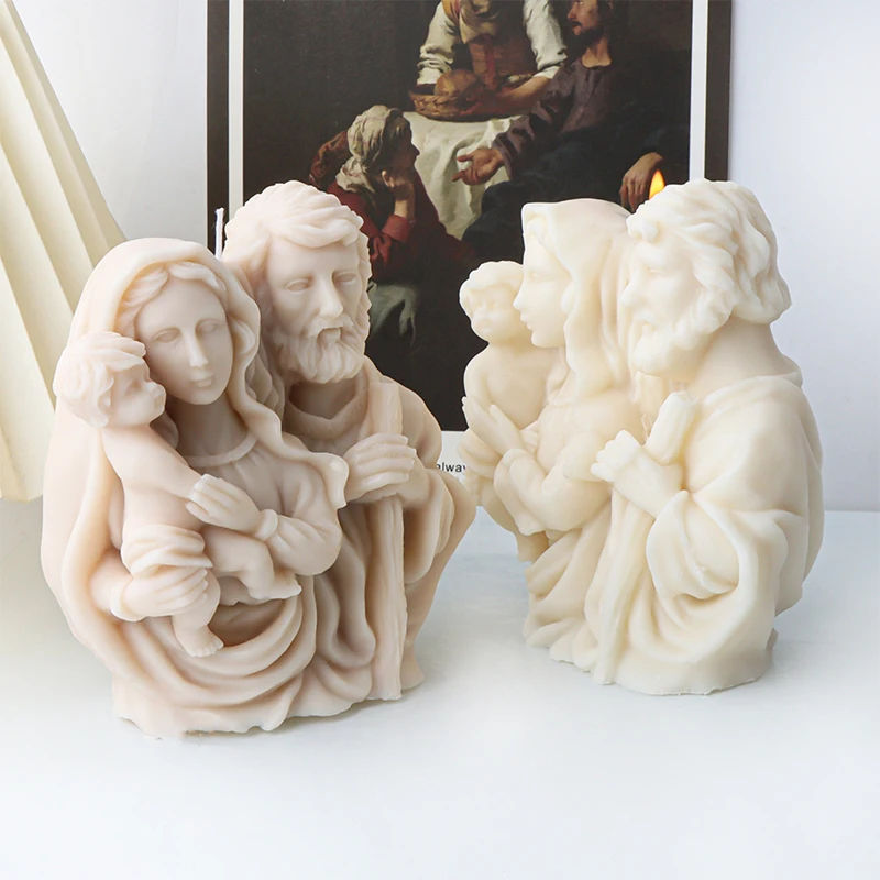 New Priesthood Statue Aroma Plaster Mold 3D Virgin Jesus Family Candle Silicone Making Supplies DIY Church Decoration Gift