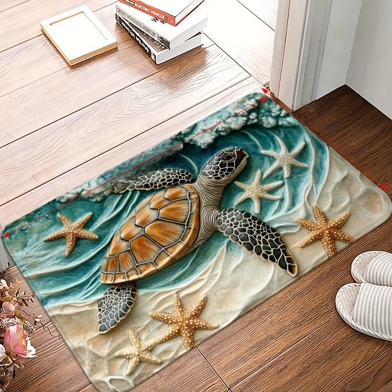 

1PC Sea Turtle Pattern Kitchen Rugs Non-Slip Home Door Mats Pop design Bathroom Rug Bath Mat Carpet for Home Sink Laundry Decor
