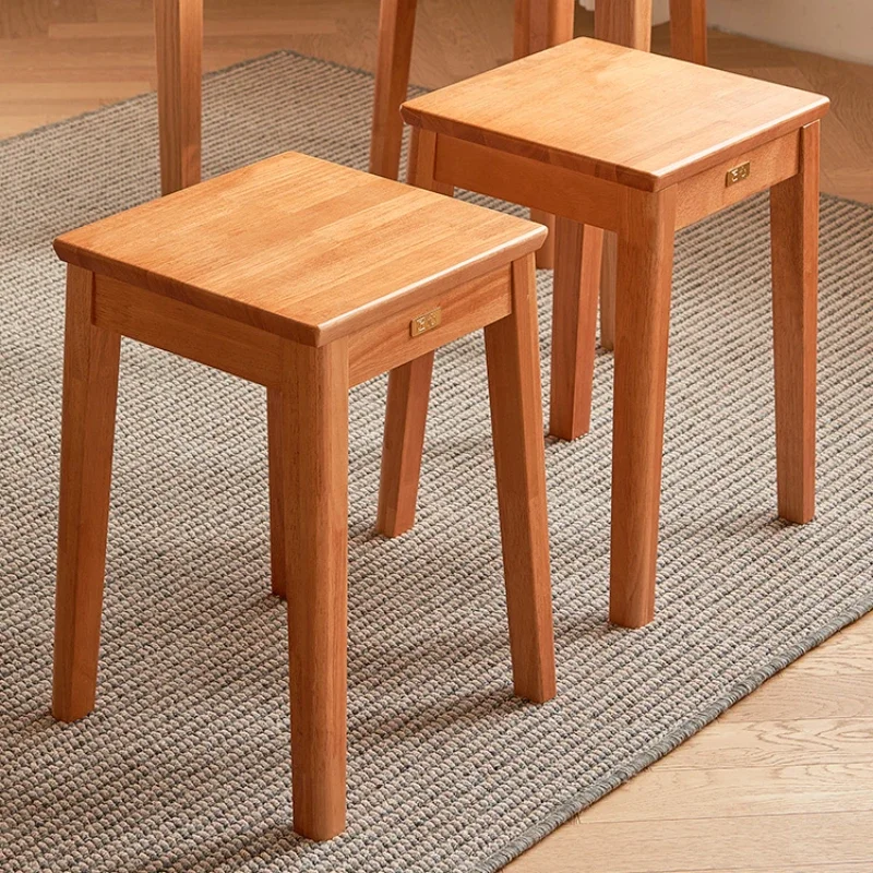 Taburete plegable portátil para cocina, moderno, Individual, alto, pequeño, antiguo, redondo, muebles de madera, dormitorio, barato