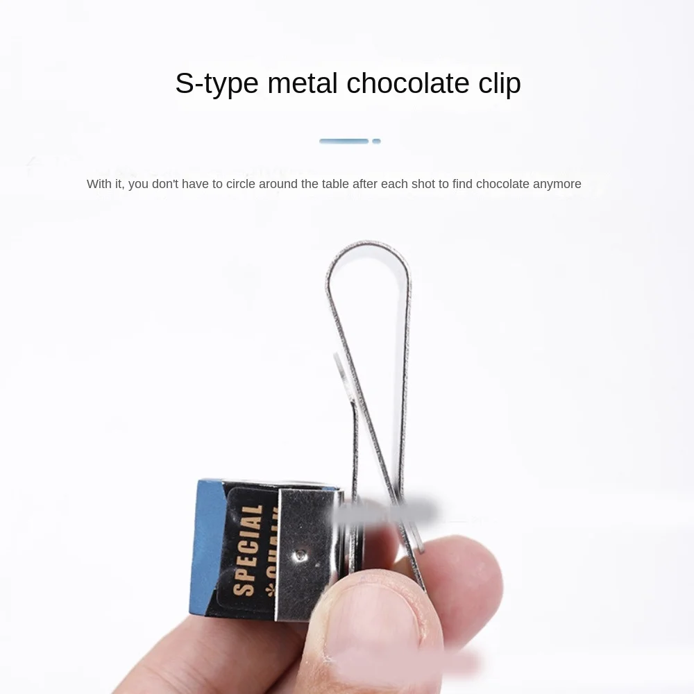 

S Shape Magnetic Chocolate Clip Stainless Steel Portable Pool Cue Chalk Holder Magnetic Silver Snooker Cue Chalk Clamp