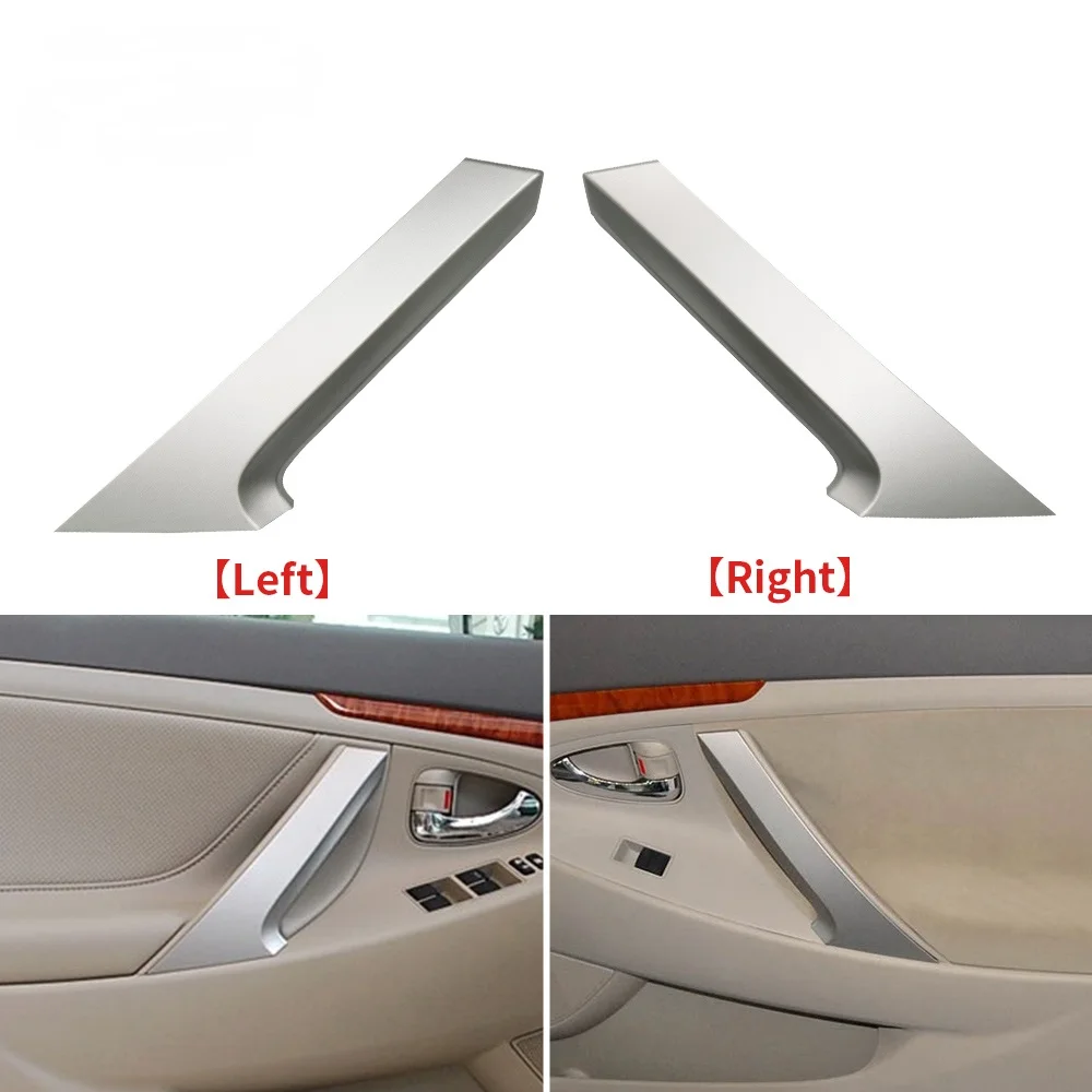 4pcSilver podłokietnik samochodowy lewego prawego klamka wewnętrzna Panel wewnętrzny osłona wykończeniowa do naciągania do Toyota Camry 2006 2007 2008 2009 2010 2011