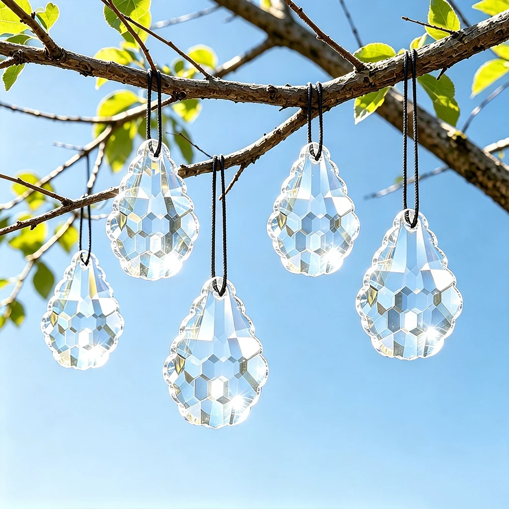 3pcs 48mm Honeycomb Faceted Crystal Drop Prism Suncatcher Window Wedding Garland Vibrant Rainbow Display Hanging Decor Pendant