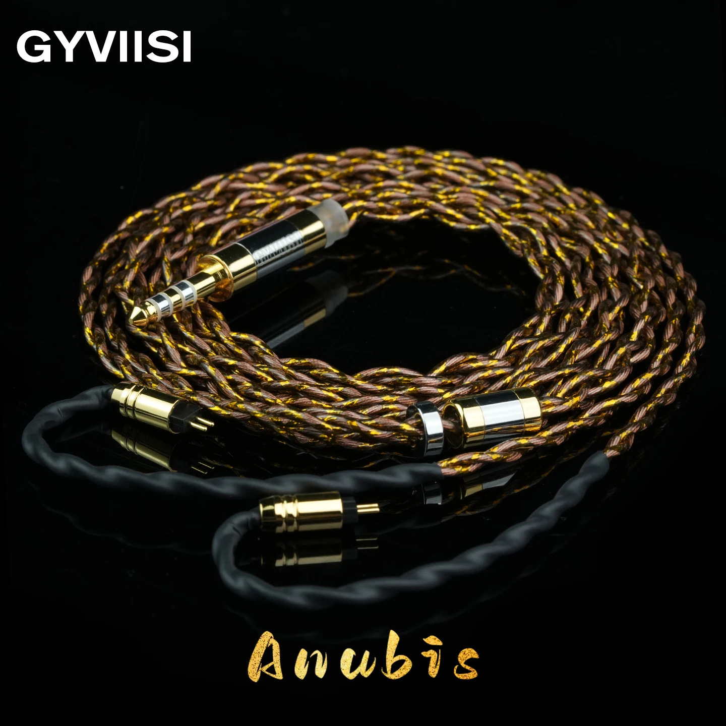GYVIISI HiFi GVS-37 Anubis Earphone Upgrade Cable 7N OCC Copper 4-Core 2.5/3.5/4.4mm Balanced for Letshuoer S12 Pro Shure SE215