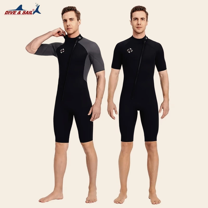 

3MM One-piece Diving Wetsuit Short-sleeve Sunscreen Men Swimwear Snorkeling Surfing Warm Swimming Suit Kayak