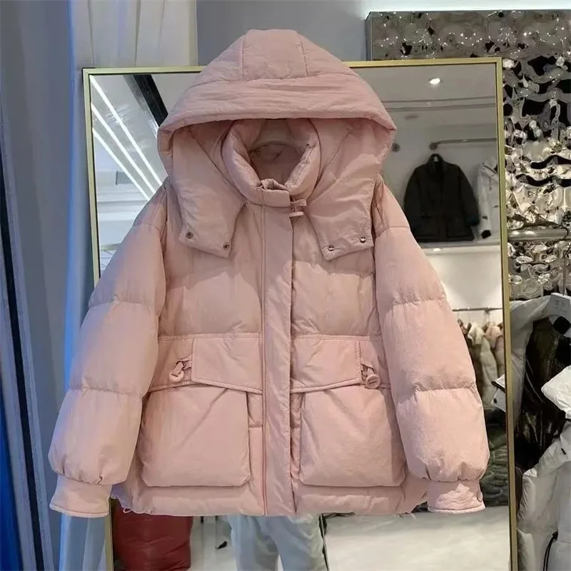 

Хлопковая куртка, женская короткая стильная куртка, новинка 2025, корейское издание, свободная хлопковая куртка в западном стиле с капюшоном, маленькое хлопковое пальто