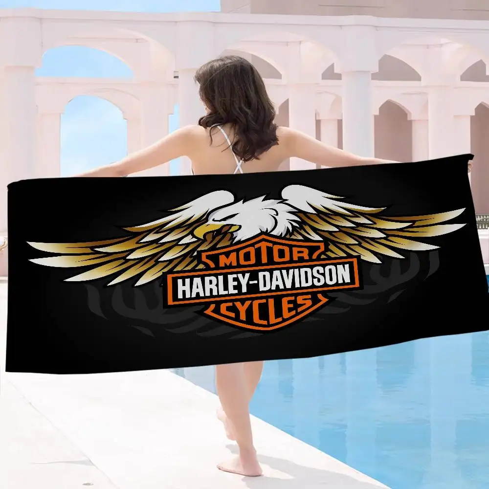 Fashion Motorcycle H-Harley-D-Davidson Microfiber Printed Beach Towel Mountain Climbing Yoga Beach Running Absorbent Soft Towel view 2