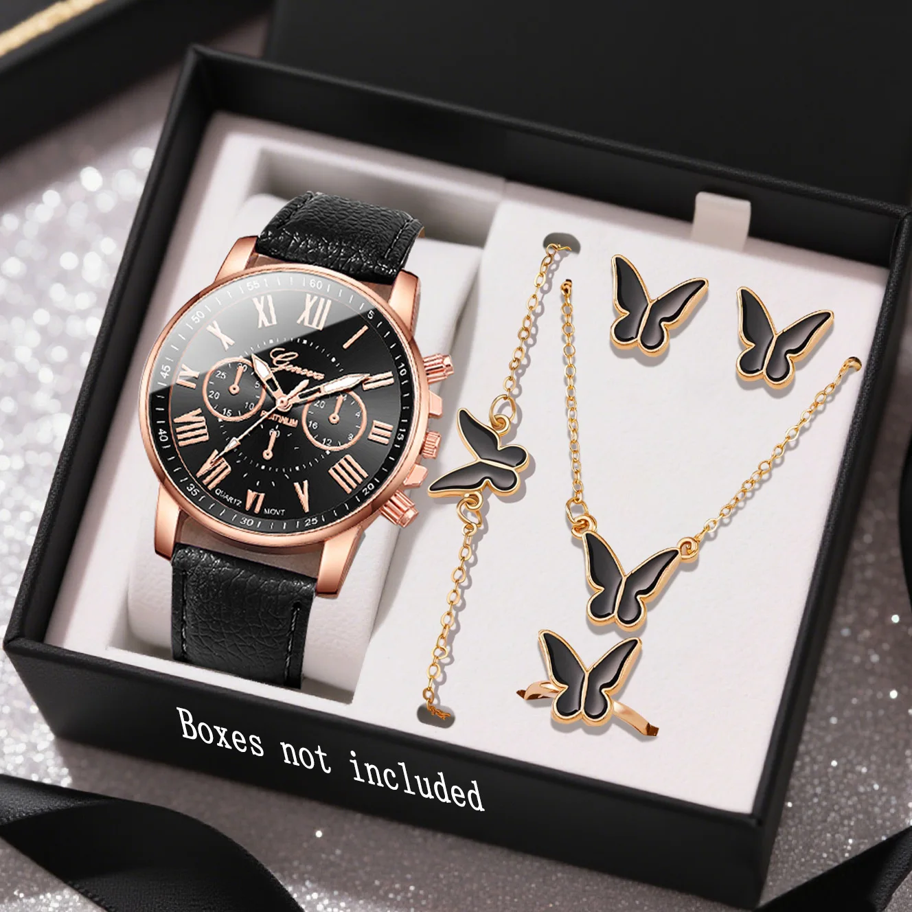 6pc ladies' watch set elegant and fashionable watch+trendy butterfly accessories