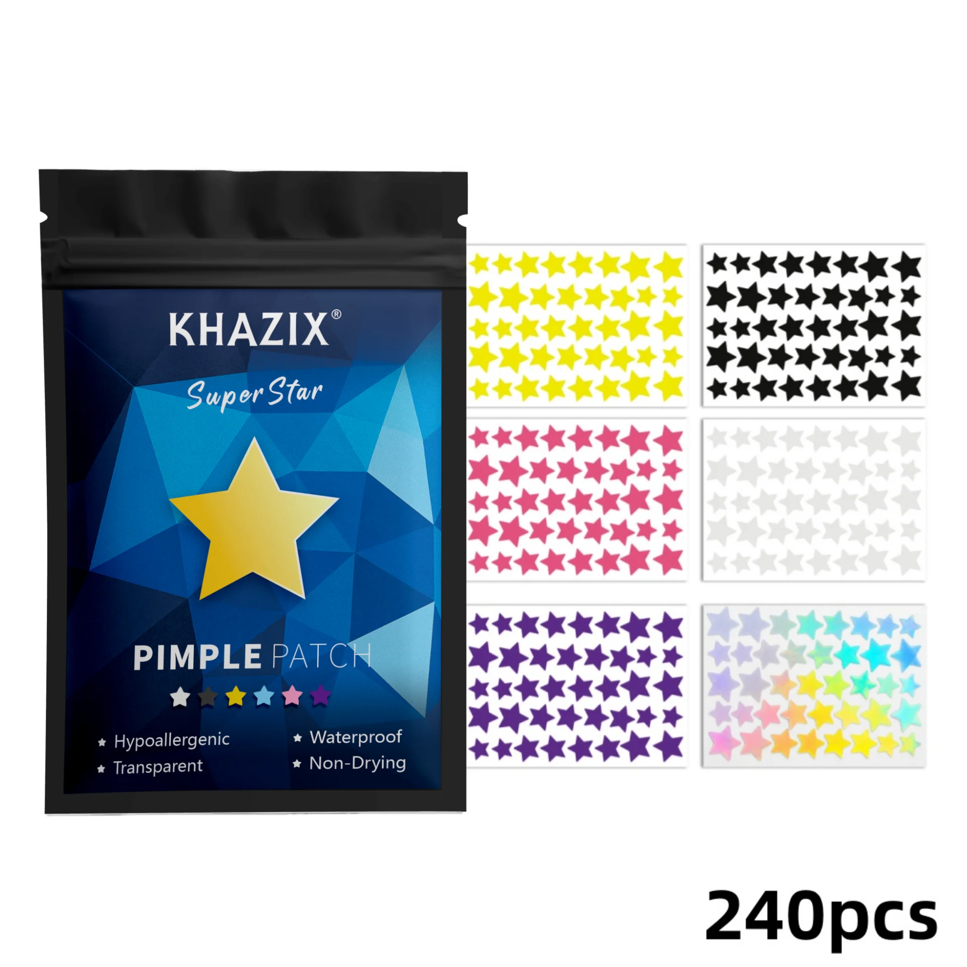 240PCS Star Pimple Patches For Face Hydrocolloid, Absorbing Cover, Tea Tree, Hydrocolloid Acne Patch, Cute Star Pimple Patch