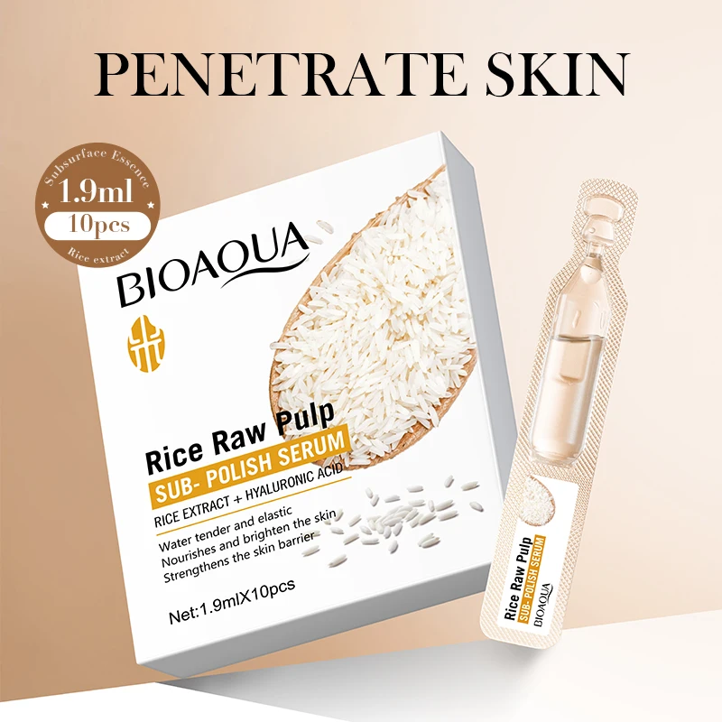 

1/5/10 BOX BIOAOUA Rice Puree Hyaluronic Acid Secondary Polishing Moisturizing Anti-Aging Facial Essence Beauty Face Skin Care