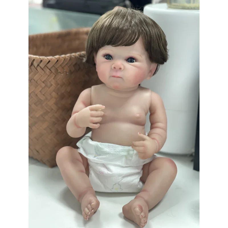 45cm Full Body Silicone Vinyl Reborn Baby Doll Bettie Soft Body Rooted Hair with 3D Skin with Visbile Veins Collectible Art Doll