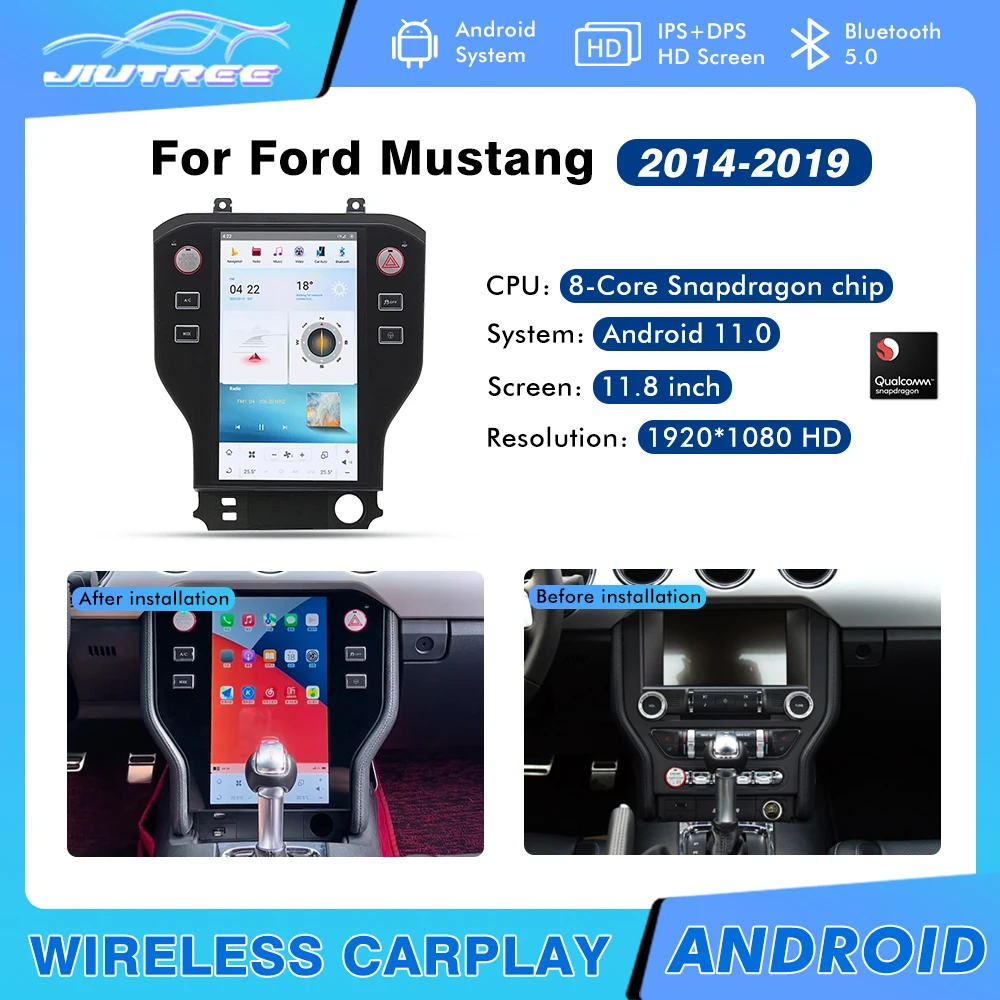 

Автомобильная Мультимедийная система, стерео-система на Android 11, с GPS, Wi-Fi, 4G, для Ford Mustang 11,8, 2015, 2014, 2016-2017, Tesla, 2019