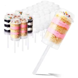 20/40Pcs Push Up Cake Shooter Round Shape Clear Cake Holders Push Pops Plastic Containers With Lids For Ice Cream Baking Molding