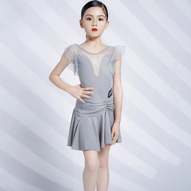 ชุดฝึกซ้อมเต้นลาตินสำหรับเด็กผู้หญิง ชุดแสดงเด็กใหม่ ชุดแข่งขันเต้นลาติน ชุดเต้นลาติน