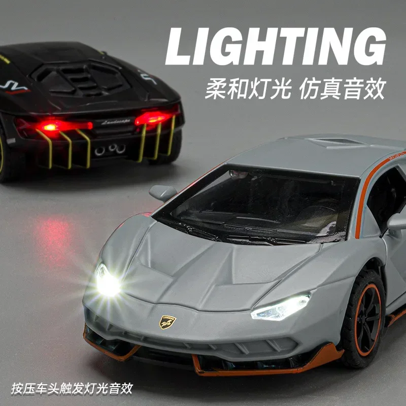 1:36 simulatie Lamborghini LP780-4 legering model auto ornamenten, geluid en licht jongen speelgoed cadeau