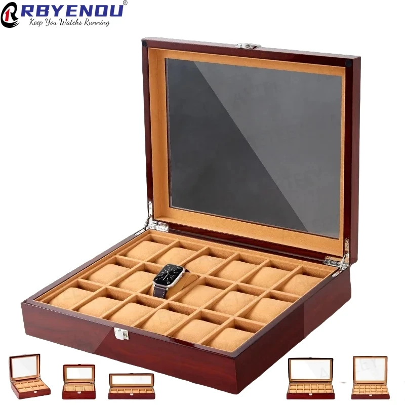 Exquisite Lacquered Watch Storage Display Case Box Wood Grain Dustproof Boxes Watch Case Storage for Luxury Box Customized Logo