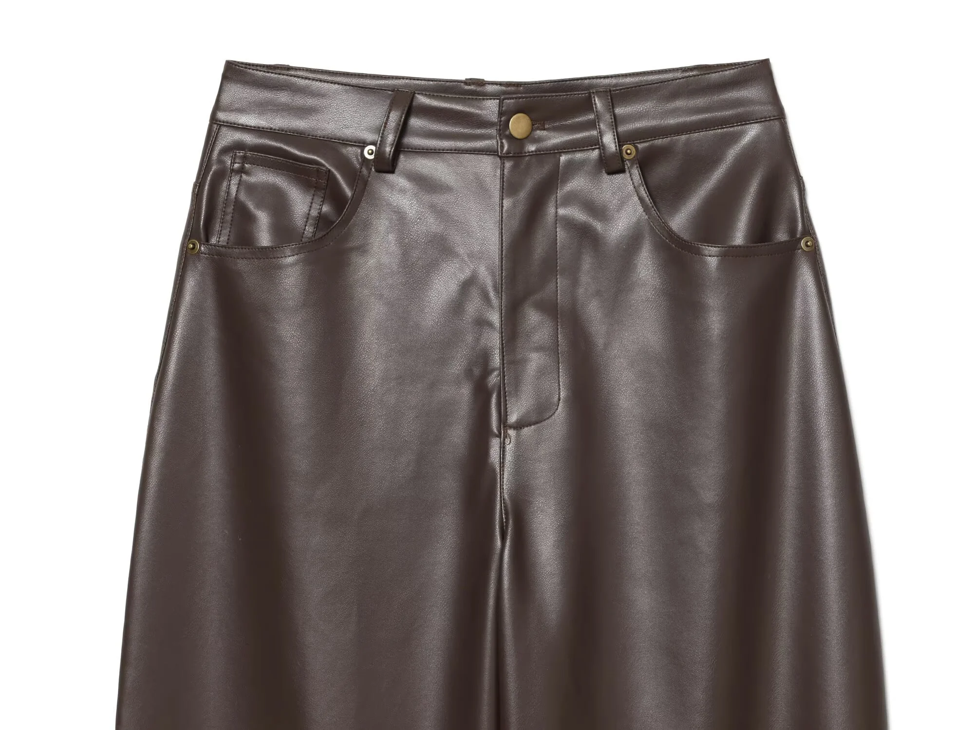 سراويل طويلة عصرية فضفاضة ومتعددة الاستخدامات للسيدات لشتاء 2025 غير رسمية من جلد البولي يوريثان مع زخرفة جيب وتصميم بالون