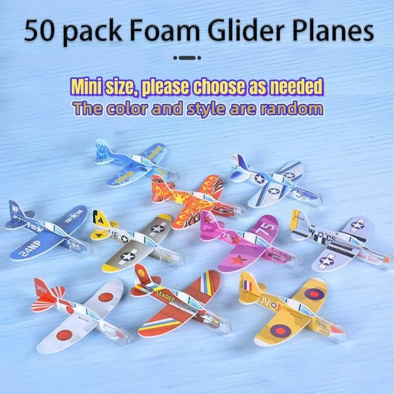 50 Pcs Foam Gliders Planes Toys for Kids, Paper Airplane, Party Favors Goodie Bag Stuffers, Outdoor Flying Toys Boys and Girls