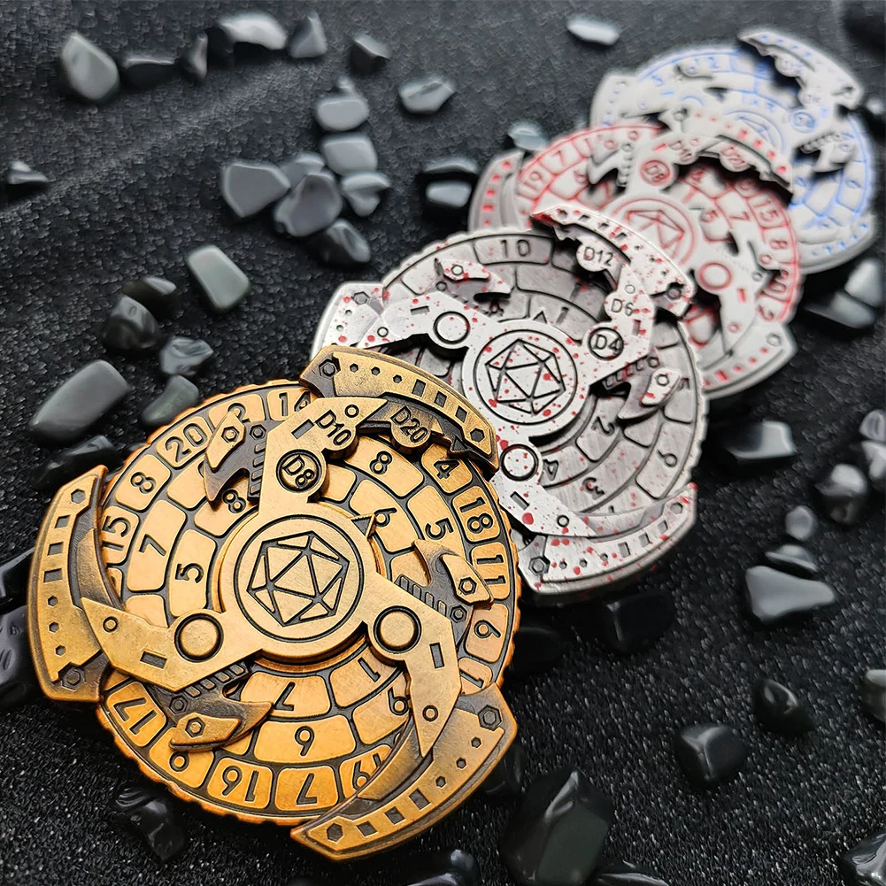 7-in-1 Vingertop Gyro Stijl Dnd Metalen Dobbelstenen Metalen DND Roulette Dobbelstenen Spinner Fidget Dobbelstenen Spinner voor TRPG MTG Dungeons and Dragons