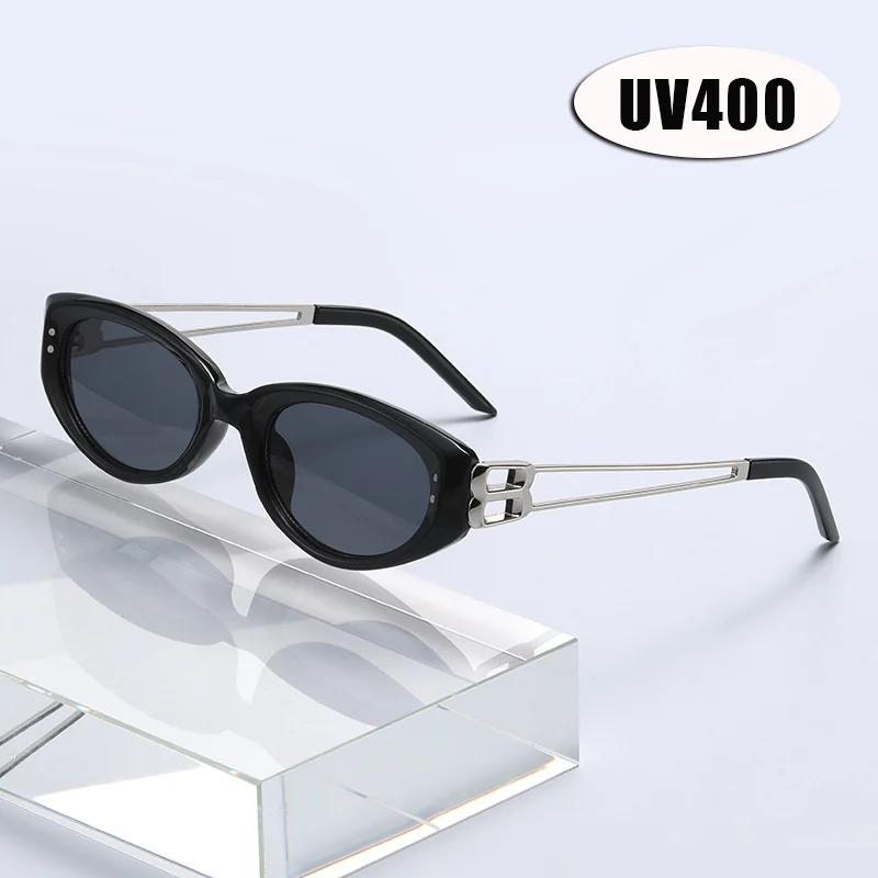 

2025 New Trend Cat Eye Sunglasses Casual Hundred with Fashion Sunscreen Sunglasses Luxury Brand Popular Metal Eyeglasses