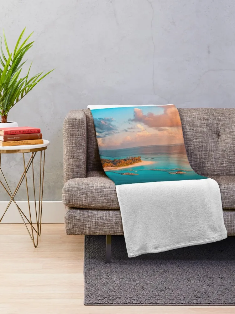 Maldives Islands Aerial Sunset Paradise Throw Blanket Bed Fashionable Luxury Brand Vintage Blankets