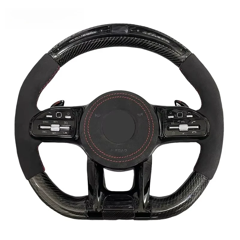 

Custom Suede Genuine Carbon Fibre LED Steering Wheel For Mercedess Benzs AMG GT CLA X166 GLC W213 W204 W222 W212
