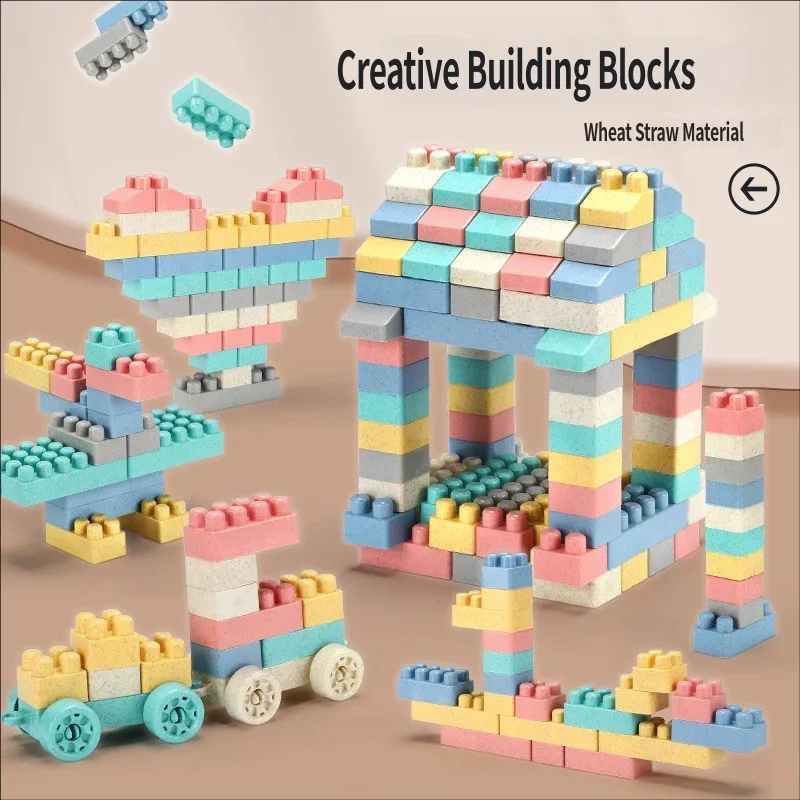 

Wheat Straw Natural Material Building Blocks Assembled Early Education Kindergarten Children Educational Kids DIY Bricks Toy
