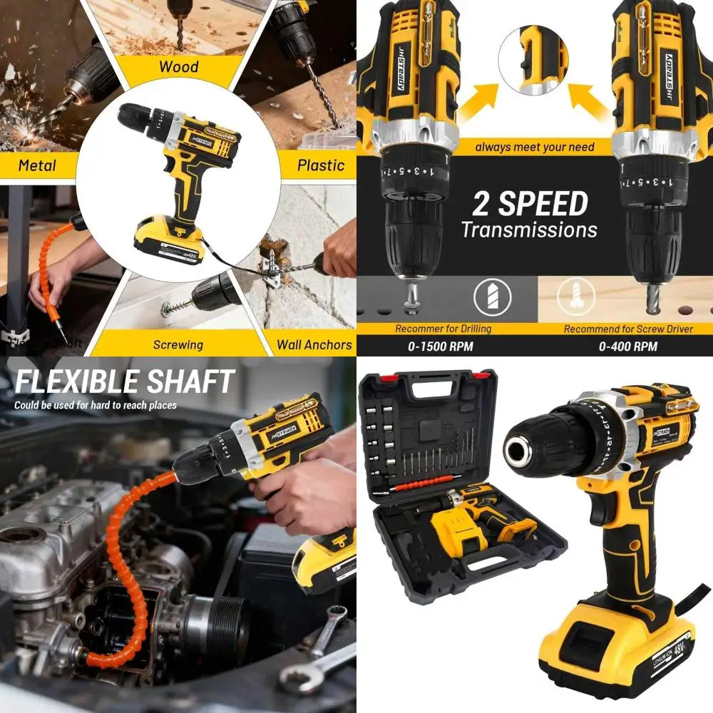 

Complete 136-Piece Cordless Drill Set with 2 Batteries, All-in-One Hand Tools for Home and Construction