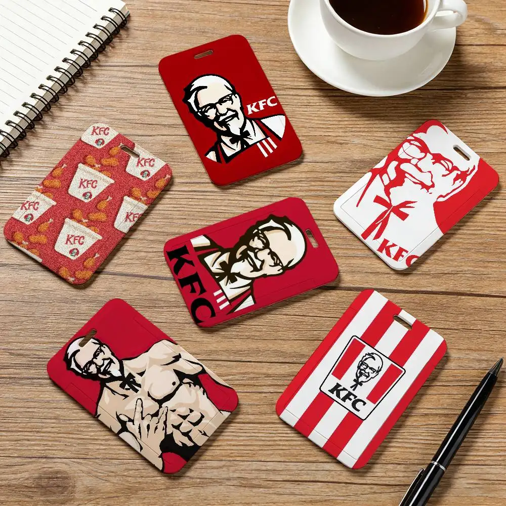 Funny K-KFCS Card Holder Employee Card Cover Lanyard Work Business ID Badge Holder Name Tag Cards Case
