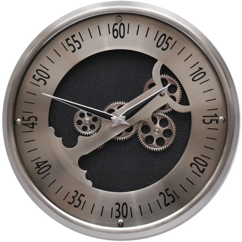 

Настенные часы 45 см: Элитные, креативные, динамичные, с движущимися шестернями, для домашнего декора, в скандинавском стиле, бесшумные, круглые