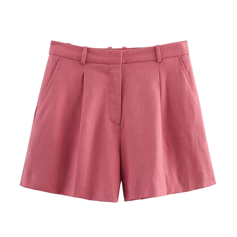 Frauen Sommer Zwei Stück Kurze Set Vintage Solide Einreiher V-ausschnitt Weste Tops + Zipper Shorts Büro Dame Anzüge
