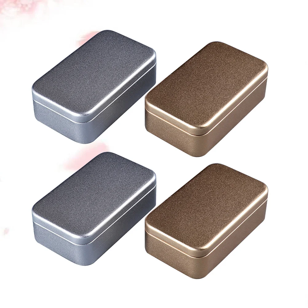 

4Pcs Metal Business Card Box Tinplate Storage Tin Portable Mini Canister for Tea Coffee Snack Sugar Home Travel