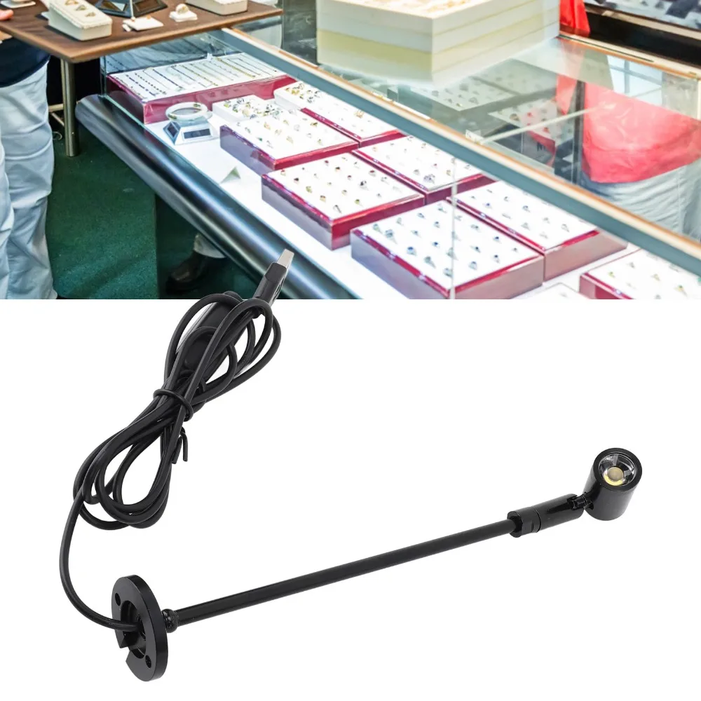 Bright 5V Standing Cabinet Spotlight Adjustable USB Powered LED Spotlight Aluminium Body Mini Spotlight Lamp Jewelry Display