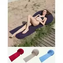 Portable Foldable Inflatable Beach Lounger Built‑in U‑Shape Pillow Waterproof Sunbathing Mat for Summer Beach Vacation