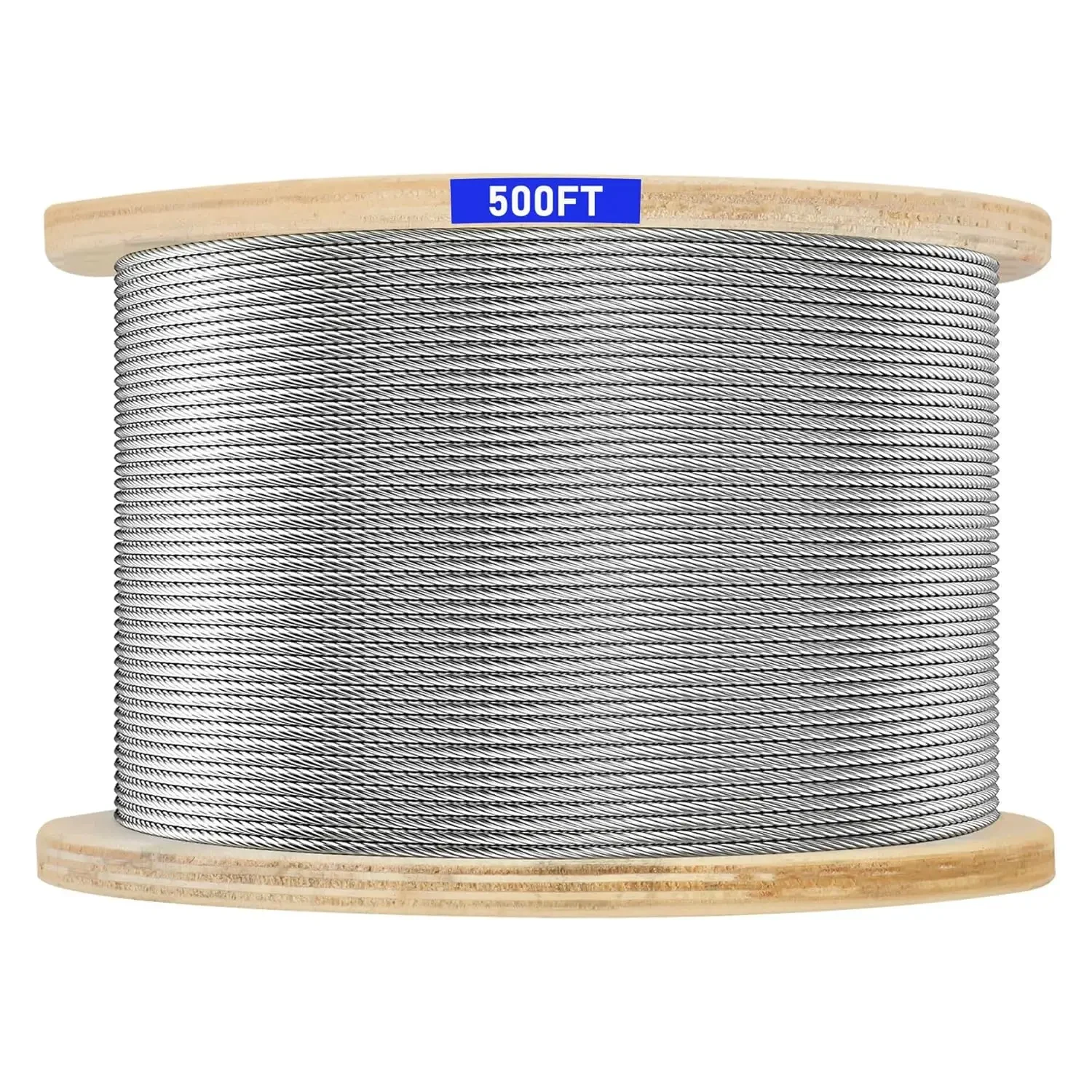 3/16" Stainless Steel Cable, 500ft Wire Rope, 7X19 Strands Aircraft Cable, 3700lbs Breaking Strength, Zip Line for Hea