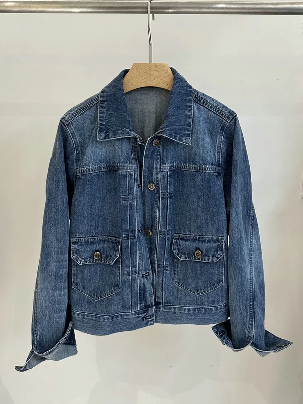 

Модная женская джинсовая куртка с эффектом потертости, повседневная стильная модель весна 2026, свободный крой, длинный рукав, на пуговицах, стандартная версия