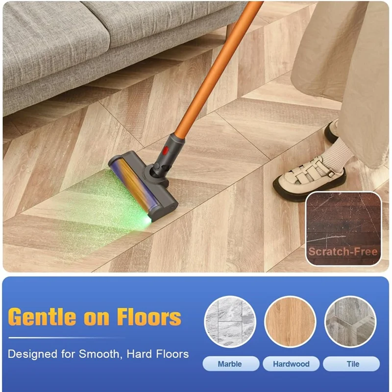 BAAM-LED Soft Roller Clean Head For Dyson V7 V8 V10 V11 Vacuum Attachments Illuminating  Dust And Debris For Hard Floor