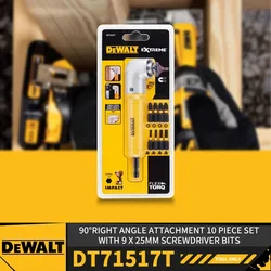 DEWALT DT71517T-QZ 90°Right Angle Attachment 10 Piece Set With 9 x 25MM Screwdriver Bits Power Tool Accessories