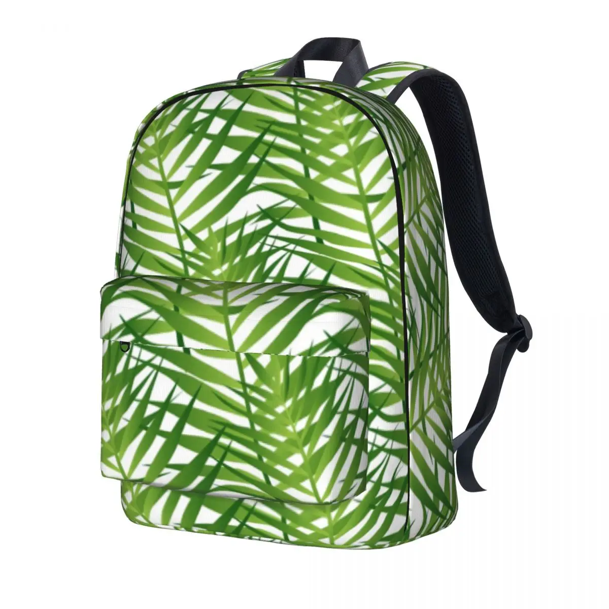 Green Plant Backpack Leaves Fronds Hiking Backpacks Youth Kawaii School Bags Design Print Rucksack