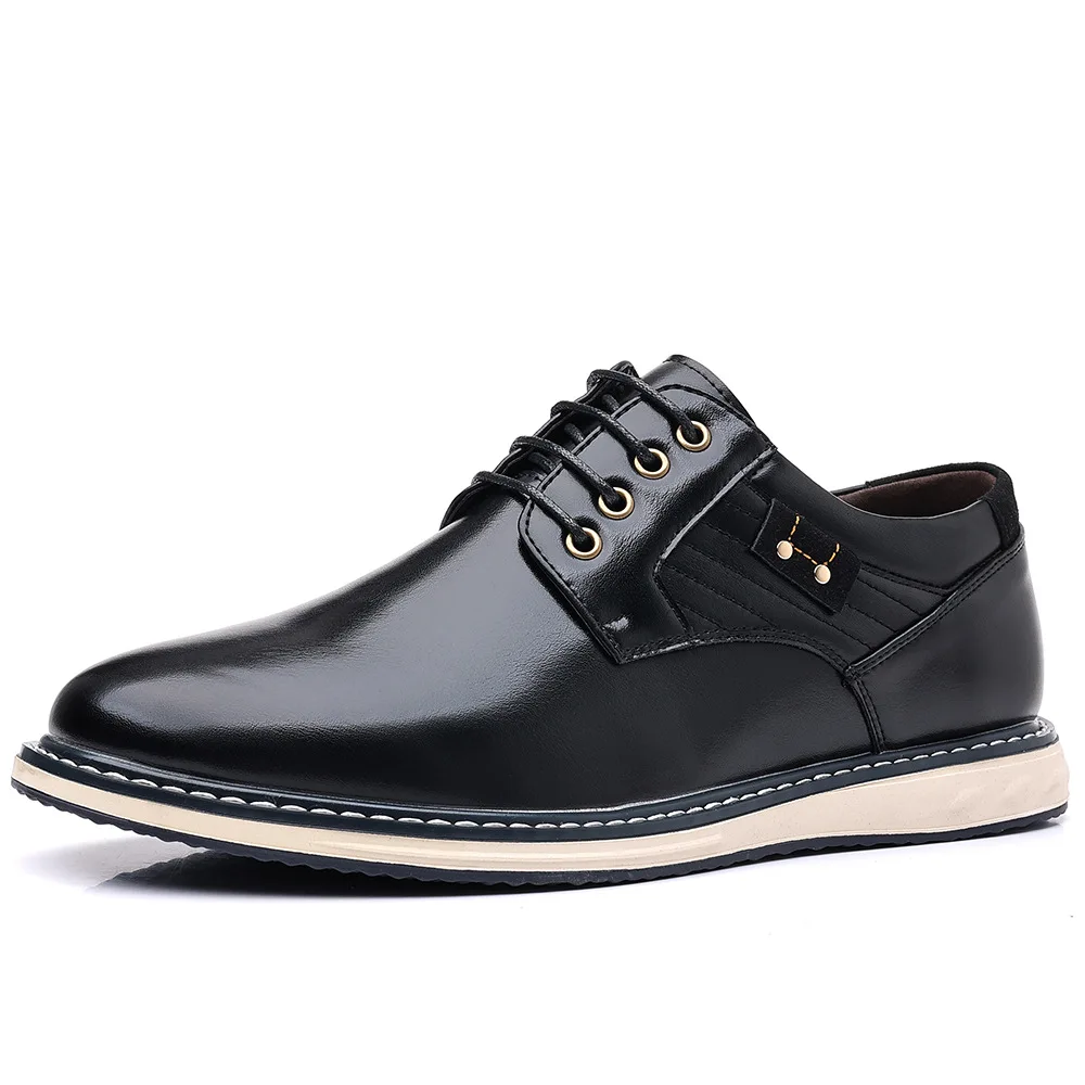 

Spring Summer Business Casual Leather Shoes for Men Solid Color Korean Lace Designer Shoes Male Big Size Fashion Loafers Man
