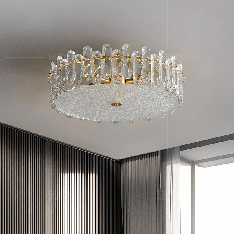 الطعام غرفة المعيشة فندق قاعة الفن الذهب ديكور أضواء الثريا الفاخرة كريستال ثريا تركب بالسقف مصباح معلق النحاس المستدير #6