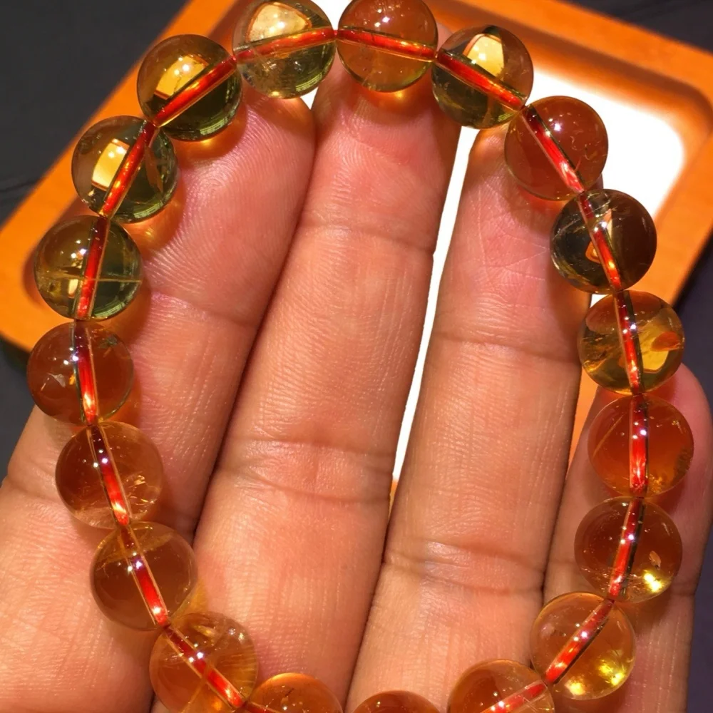 Natural Citrine 10mm Bead Bracelet for Women Reiki Healing Jewelry Strand Bangles Female Gift One Piece