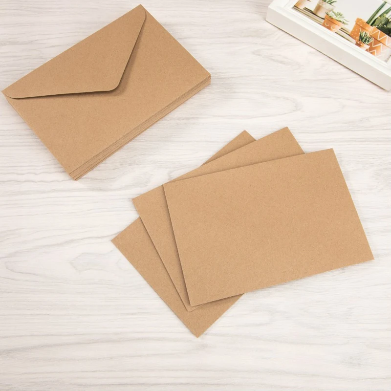 25-50PCS/Set Kraft Paper Envelopes 10.5x7cm Size Retro Style Envelope Package Props Perfect for DIY Greeting Card Invitation ZYF