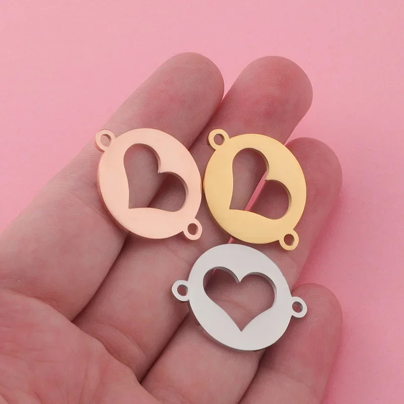 

WZNB 3Pcs Hearts Frame Charms Round Stainless Steel Pendant Connector for Jewelry Making Handmade Necklace Diy Accessories