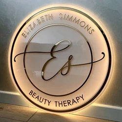 Custom Acrylic Business Logo Neon Lights Wall Personalised Sign Business Office Logo Beauty Salon Plaques Hair Studio 3D Sign