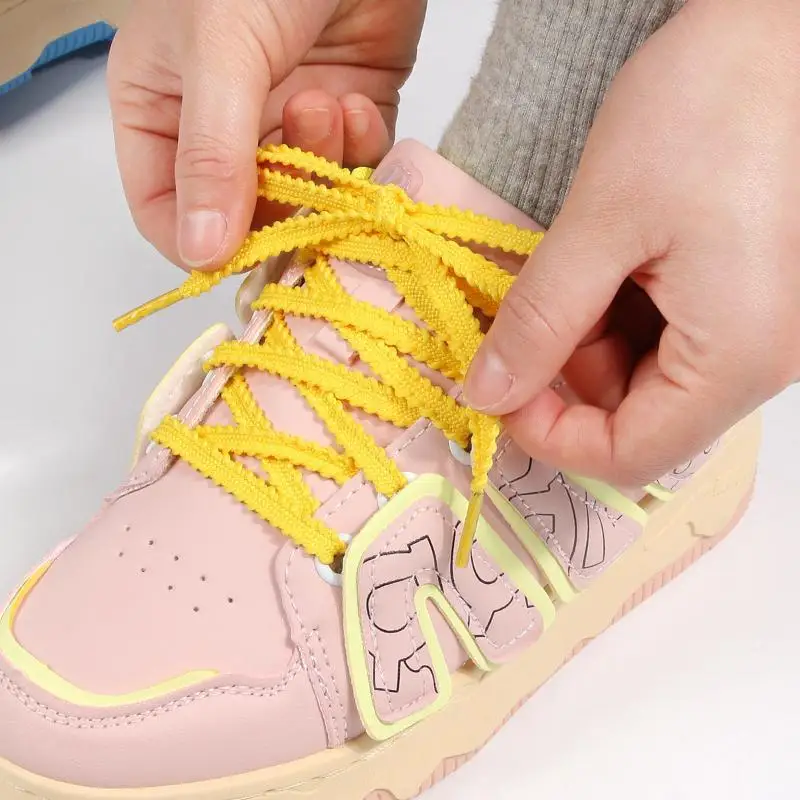1 Paar 120 cm 0,7 mm flache geflochtene Schnürsenkel in Unifarbe mit Weizenähren-Design für Freizeitschuhe und Sportsneaker – Detail 3