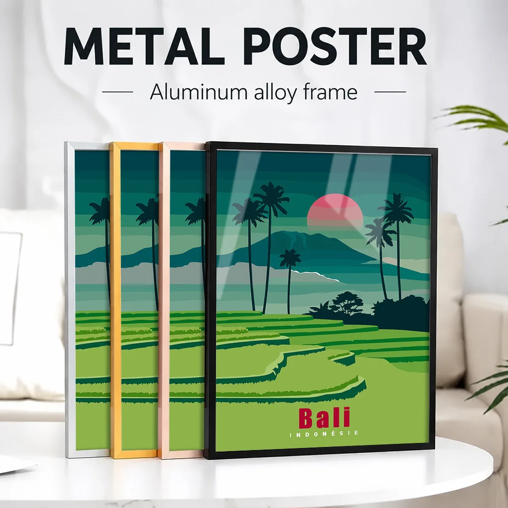 Bali Indonesia Travel Metal Poster With Aluminum Alloy Frame Personalized Photo Vibrant Destination Style Wall Art For Bedroom